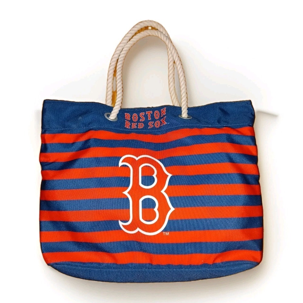 Boston Red SOX Nautical Stripe Redโ Blue Tote Canvas Shoulder Bag